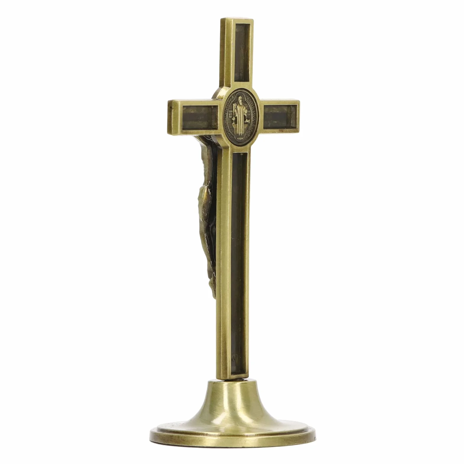 FOLOSAFENAR Crucifijo Cruz de Pared,Crucifijo Católico Vertical Hecho a Mano Aleación de Zinc Metal Hermoso para Tocadores(Color Cobre)