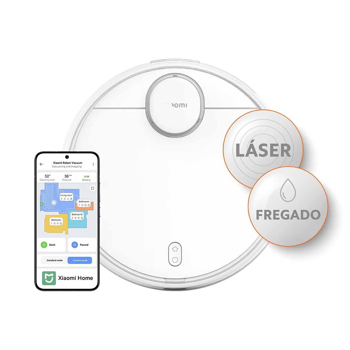 XIAOMI Robot Vacuum S12 - Robot Aspirador y fregasuelos con Sistema Inteligente de navegación láser (LDS), succión de 4000 Pa, rutas de Limpieza en Zigzag, Blanco