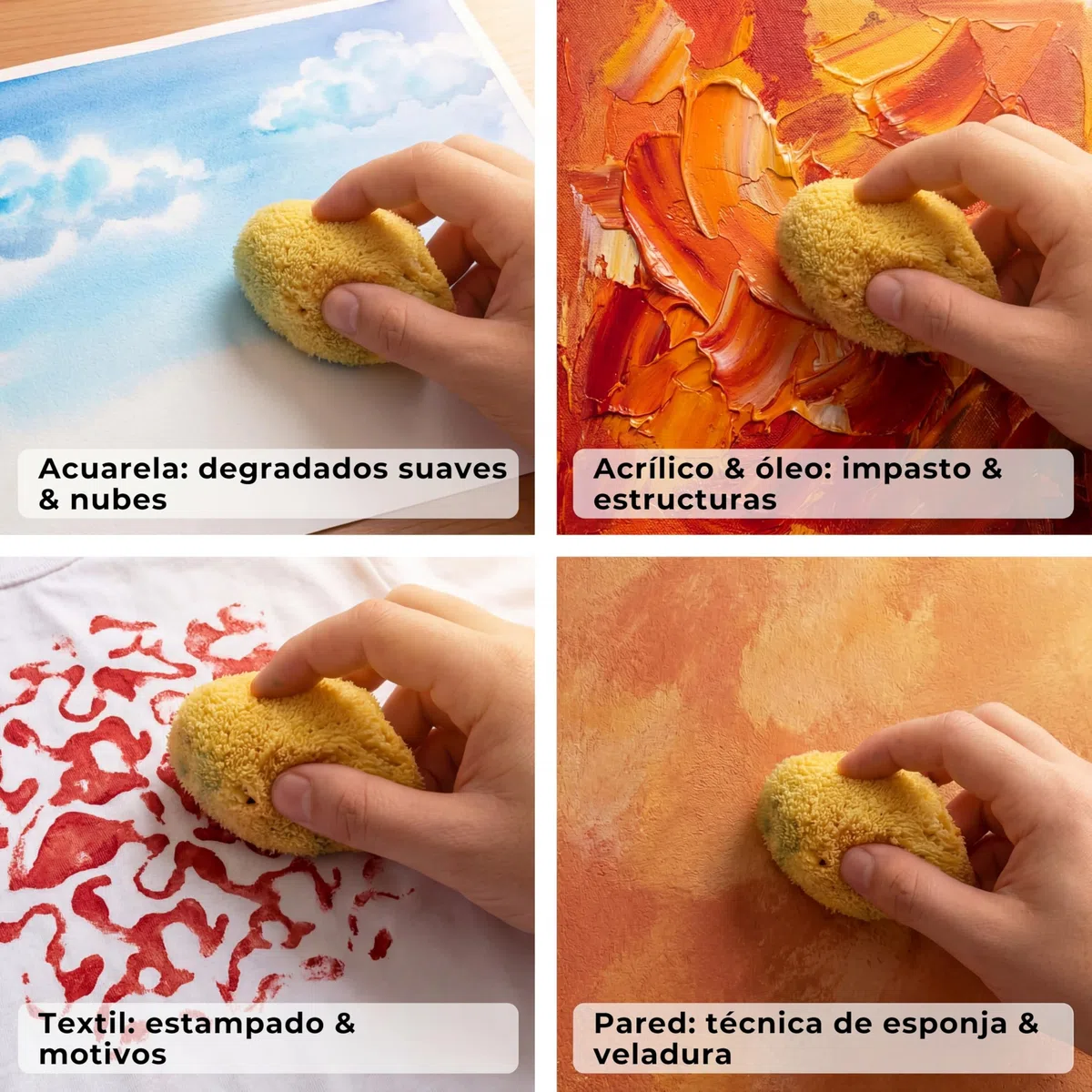 tom&pat® Esponja Natural para Pintura • para Escuela y Manualidades • niños y Artistas • acrílico y Acuarela • Dermatest excelente • Lavable y Reutilizable • Calidad mediterránea Grecia (5 x 3-7 cm)