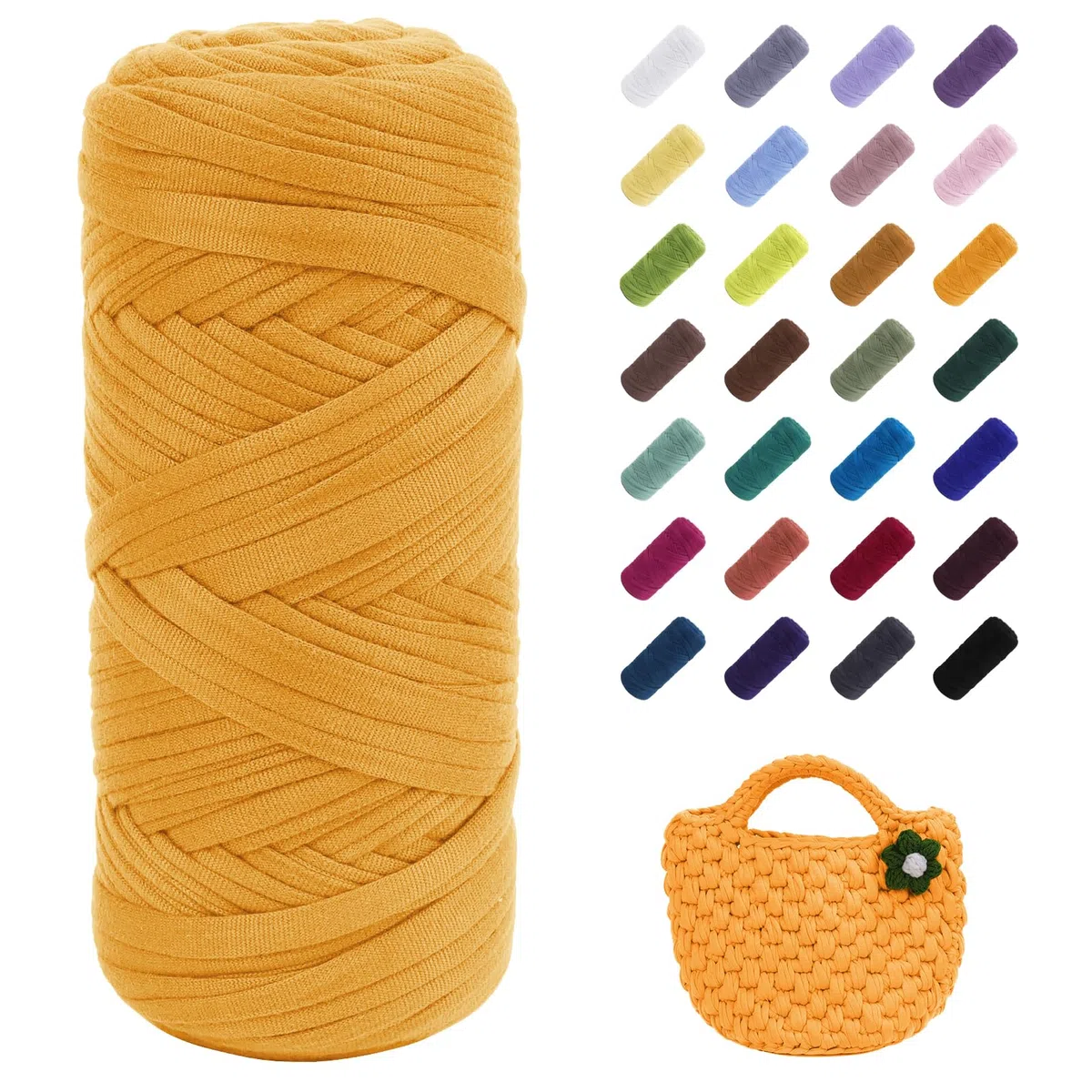 Uiopa Trapillo para Crochet, 200g/60m Hilo Crochet de Camiseta, Hilo Grueso Trapillo para DIY y Tejido, Bolso de Mano, Manualidades, Decoración Hogareña (Naranja)