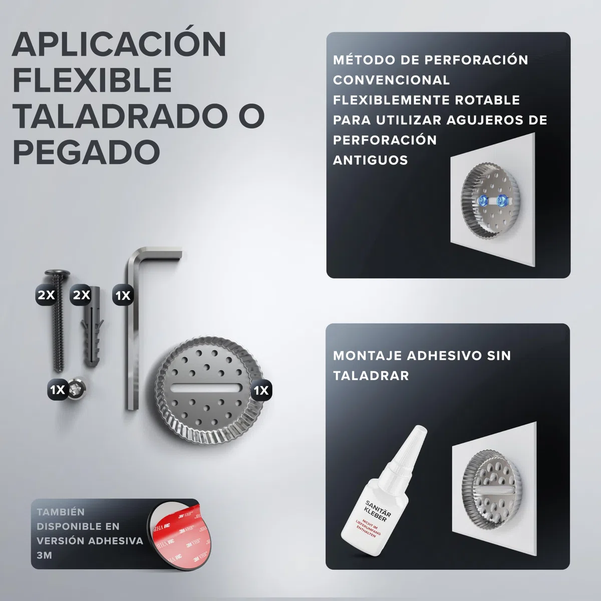 ovimar soporte para secador de pelo Kvitoya | acero inoxidable | negro mate | con fijación mural para taladrar | con almohadilla para secador de pelo | para taladrar | soporte para secador de pelo