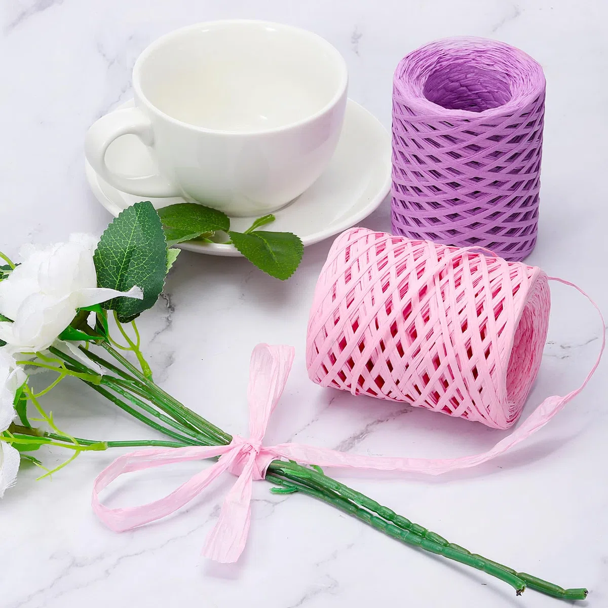 PATIKIL Cinta de Rafia 100 Yardas, 1 Rollo de Papel de Embalaje Natural Twine String para Envolver Cajas de Ganchillo Artesanal Decoración de Vacaciones, Verde Oscuro