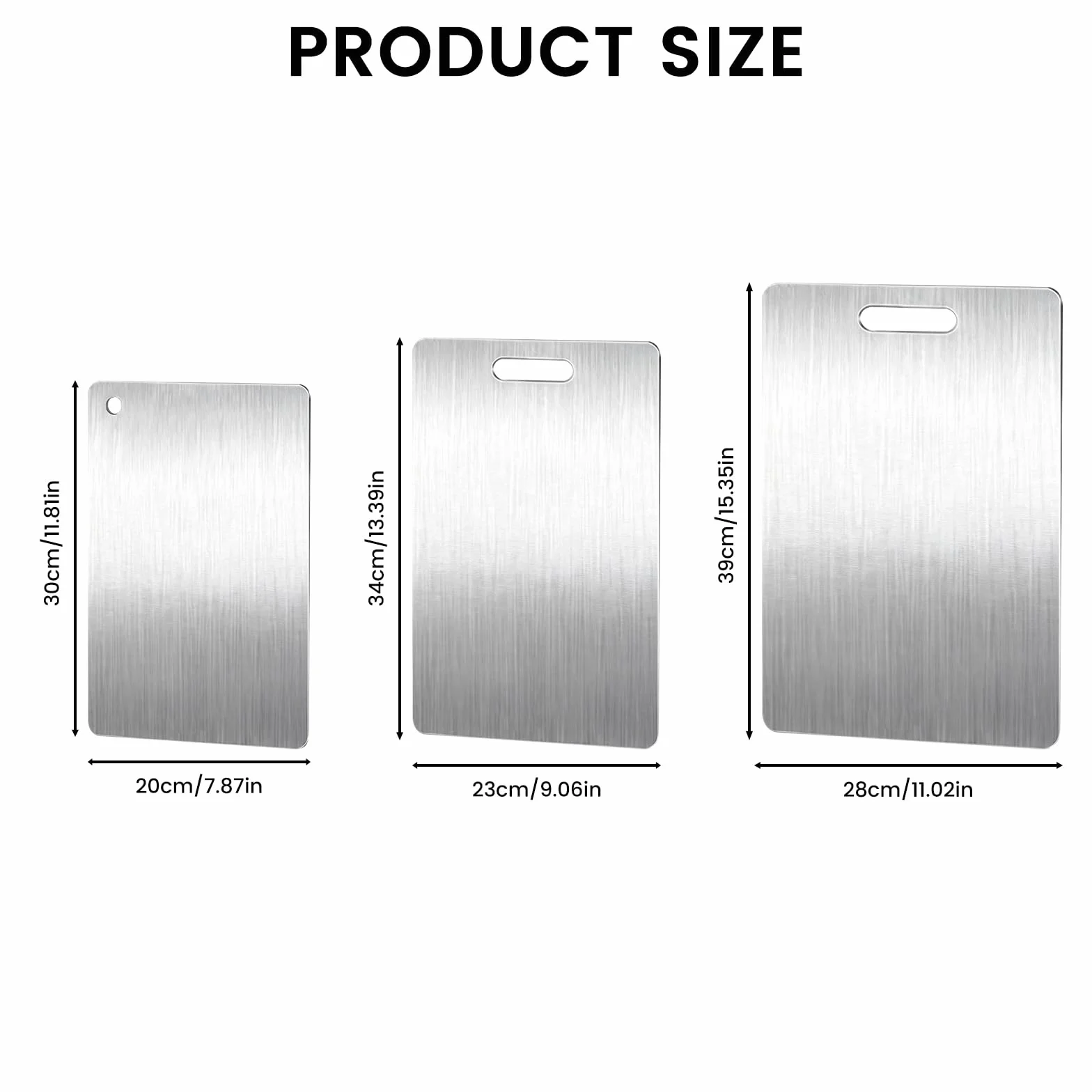 Vexna 3 Piezas Tabla de Cortar de Titanio, Resistente y Fácil de Limpiar Apta para Lavavajillas, 316 Acero Inoxidable Tabla de Cocina Doble Cara de Grado Alimenticio, para Carne, Verduras,Frutas y Pan