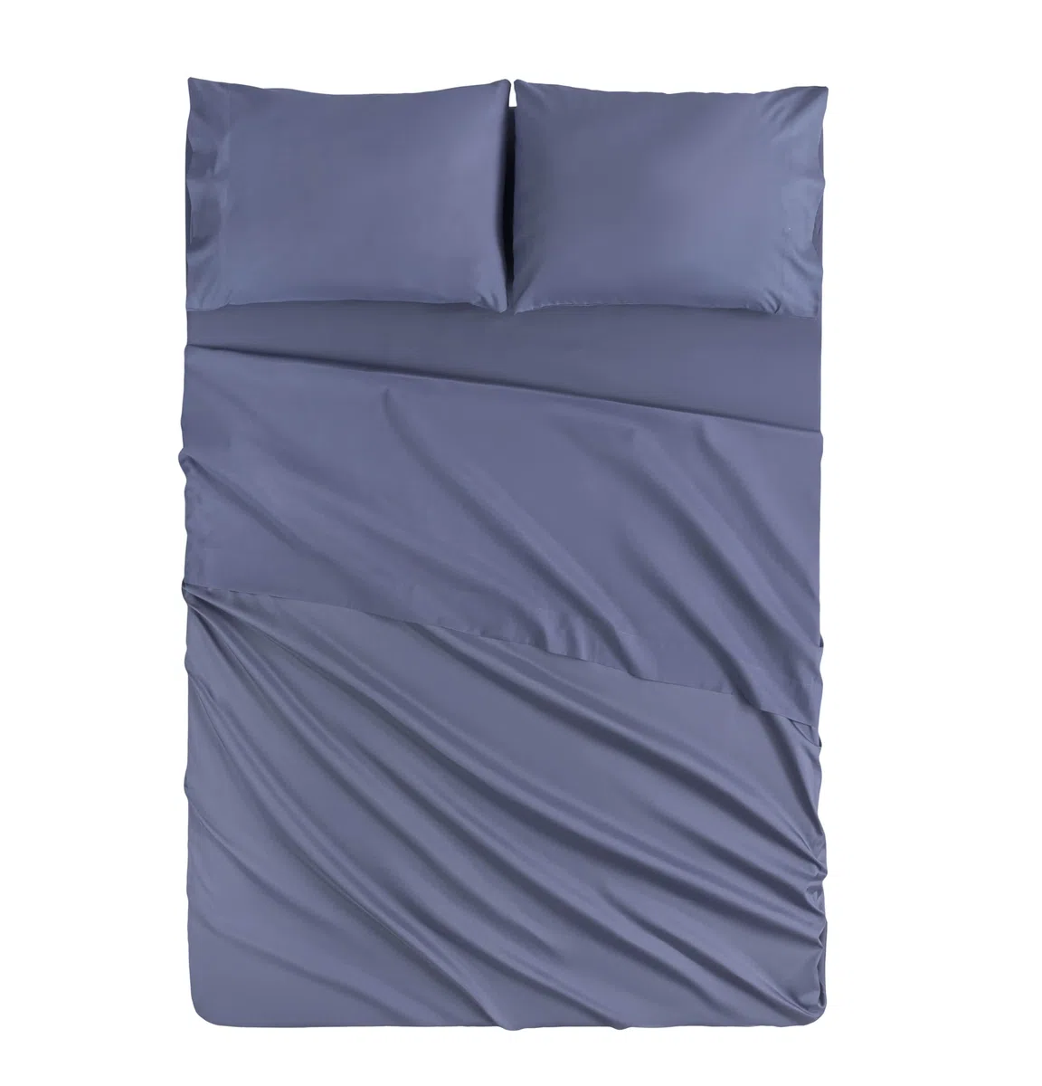 Todocama Juego de Sábanas de 4 Piezas - 4002 - Sábana Bajera Ajustable - Encimera - Dos Fundas de Almohada de 50x80cm (Cama 90x190/200 cm, Azul Grisáceo)