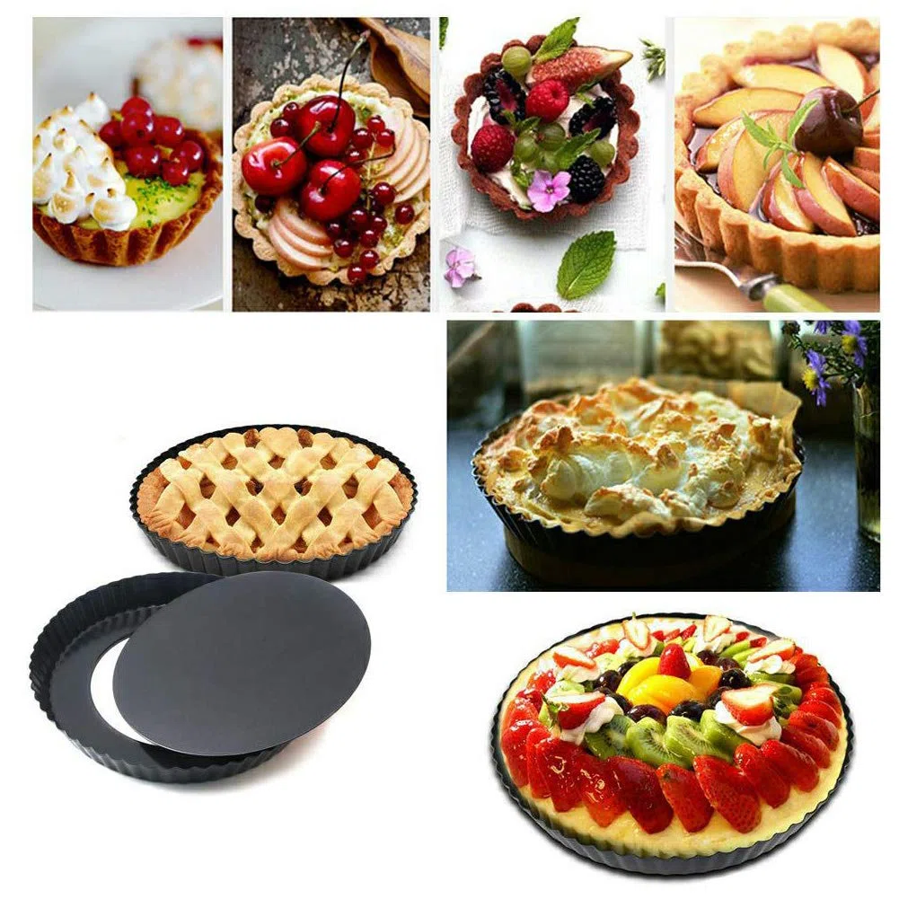 Paquete de 4 latas de 12 cm con fondo suelto extraíble, antiadherentes, mini moldes para tartas, moldes redondos para huevos para hornear pasteles de queso (negro)