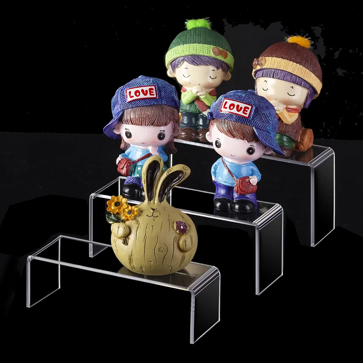 CECOLIC Soporte de exhibición de acrílico Riser Clear Small Acrylic Decorator Stand Shelf for Figures Pops, Jewelry, Cupcake, Postre - 2 Juegos