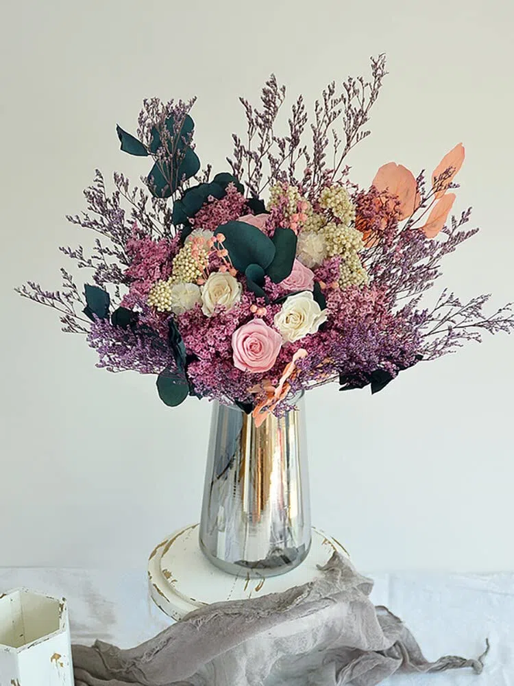 Hermosas Rosas Flores secas Ramo otoño Gran Ramo habitación Mesa Boda hogar Decoración mamá Regalo