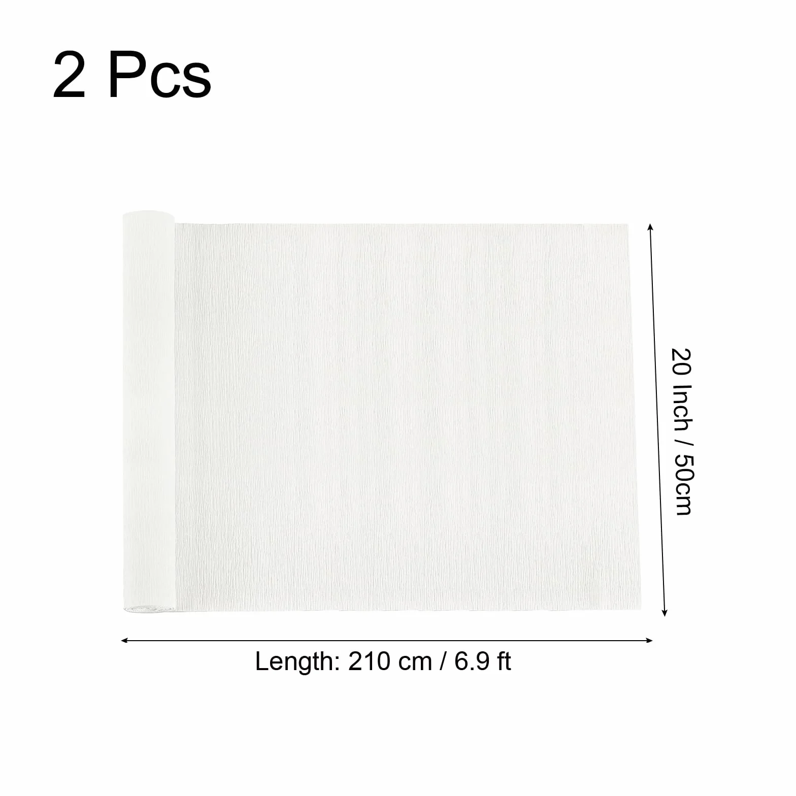 QUARKZMAN Papel crepé, 2 unidades, color blanco, 2,1 m x 123 m, papel crepé para floristas, para manualidades, fiestas, papel escolar, envoltorio, flores y manualidades