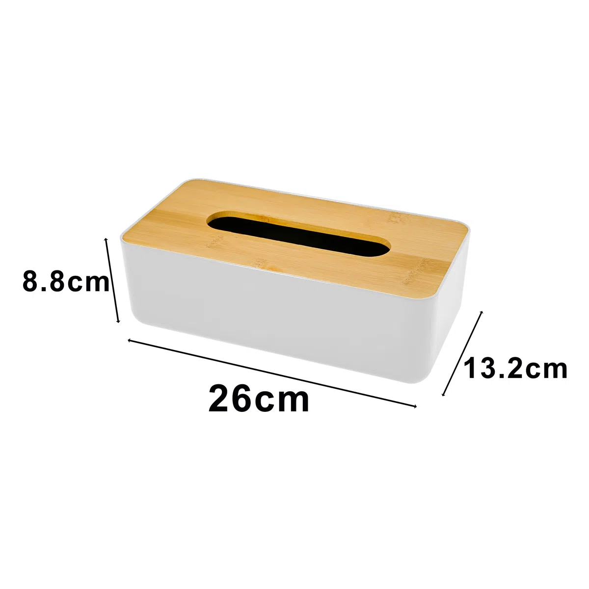 Caja para pañuelos, Soporte para Pañuelos, Portapañuelos de Papel Caja, Recargable, Blanco, para Baño, Salón, Oficina, 26 x 13,2 x 8,8-1 Unidad