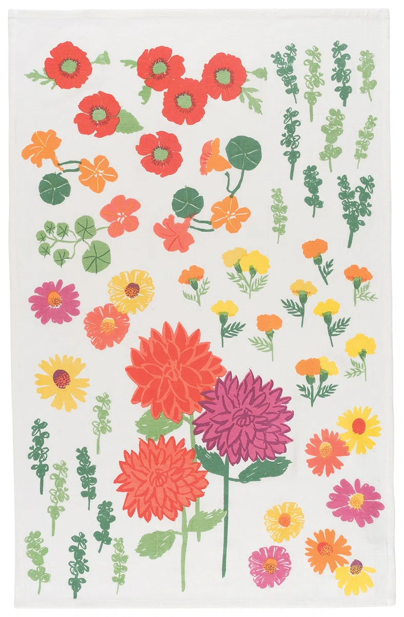 Now Designs Cotton Floursack Bakers-Bolsas de harina (Juego de 3), Algodón, Flores, S, 3