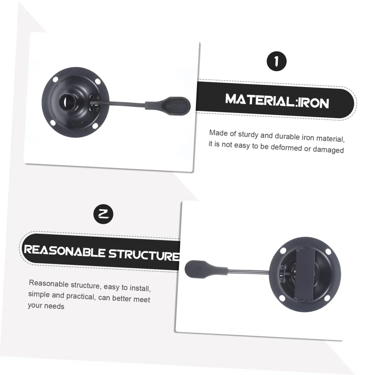 Placa Base Giratoria de Hierro para Silla de Oficina Capacidad de Carga Ajustable y Elevación, Accesorio Resistente para Reemplazo de Base Giratoria Negra