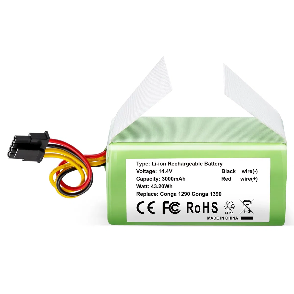 Batería de Reemplazo 3000mAh 14,4V para Cecotec Conga Series, Compatible con Conga 1290 Conga 1390 Conga 1490 Conga 1590 Aspiradora, no Compatible Conga 990 1090 3090 4090