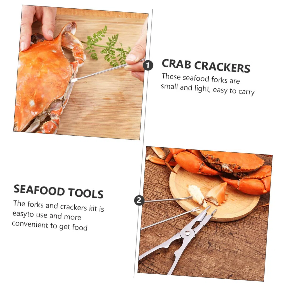 KICHOUSE 1Juego Herramientas para Mariscos Acero Inoxidable Galletas para Cangrejo y Tenedores de Marisco Accesorios de Cocina Elegantes