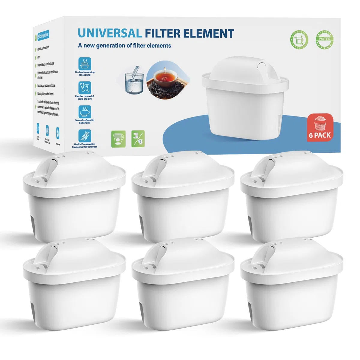 Cartucho de Filtro de Agua, Recambio Para Brita® Maxtra Pro® Maxtra+® Plus All-In-1, Compatible Con Los Filtros De Jarra Brita® Marella® (6)
