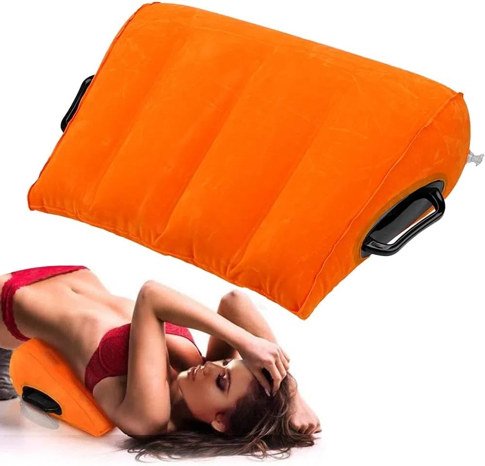 Almohada con Forma de triángulo Naranja con asa, cojín de posicionamiento, Almohada Inflable, cojín mágico, Soporte para el Cuerpo