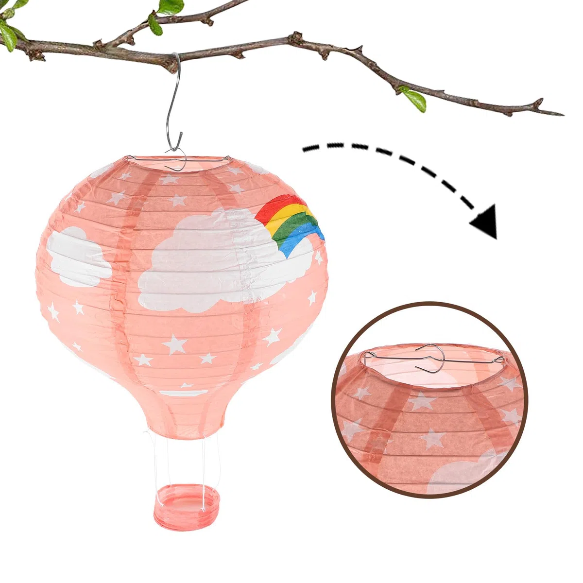 Papel Colgantes Reutilizables y Fáciles de Colgar Forma de Aerostático Pack de 3 Piezas Decoración Única para Bodas y Fiestas al Aire Libre