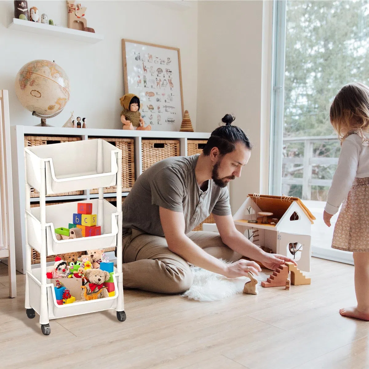 Organizador de Libros para Carrito con Ruedas – Multi – Estantería de Almacenamiento móvil – Carrito Compacto de Utilidad | Stationery Snacks Organizador para Espacios pequeños Espacios