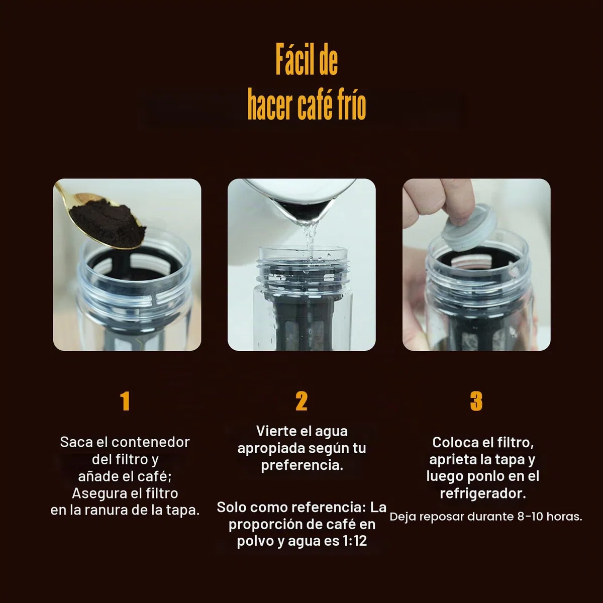 Ideal Swan Cafetera fría de 650 ml portátil con filtro de malla fina, botella de té fría multiusos para café y jugo, cafetera helada para exteriores, viajes, hogar