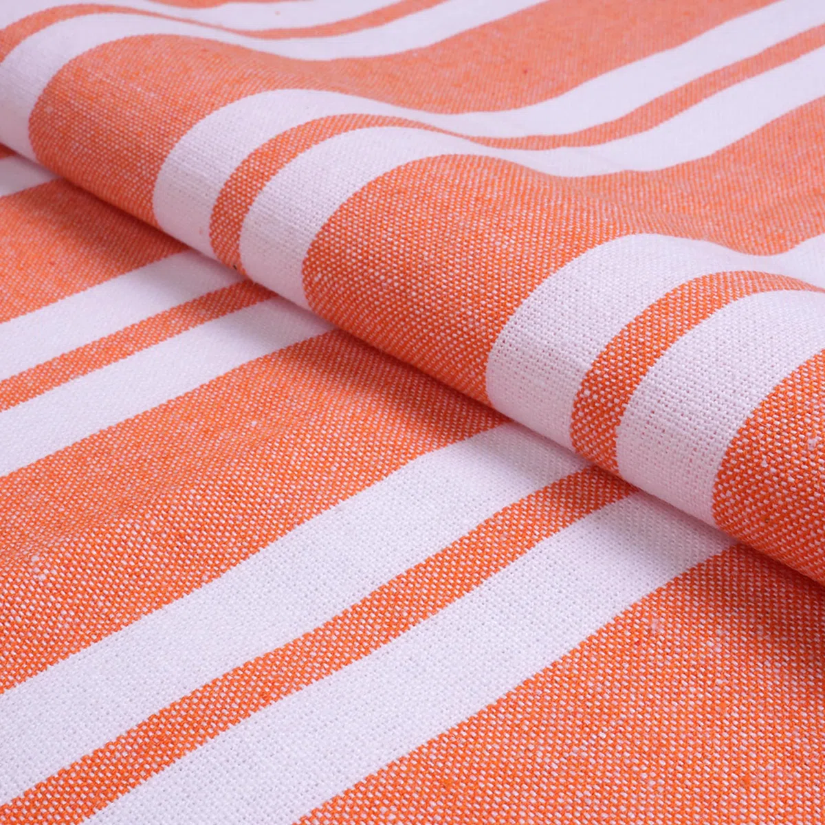 Encasa XO Corredor de Mesa de Algodón | Tamaño 32x150 cm | Franca Orange Stripes - Lavable a Máquina y Duradero