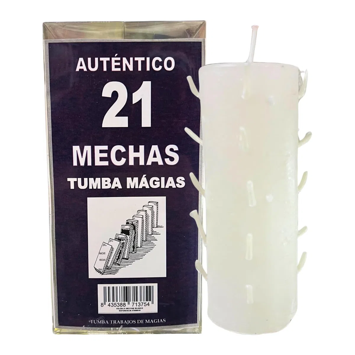Auténtico Velón Blanco de las 21 Mechas para Tumbar Magias | Elimina Maleficios, Trabajos de Magia Negra, Mal de Ojo, Malas Energías, Envidias... | Incluye Cerillas e Instrucciones de Uso.