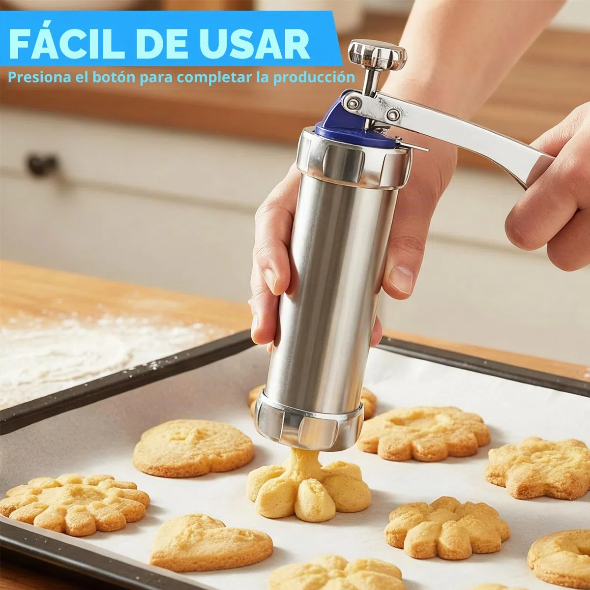 Churreras para Churros y Porras, Churrro Gun Kit con 20 Moldes de Disco y 8 Boquillas Prensa, Prensa Pastelera de Acero Inoxidable, Biscuit Maker, para DIY Elaboración de Galletas de Pasteles