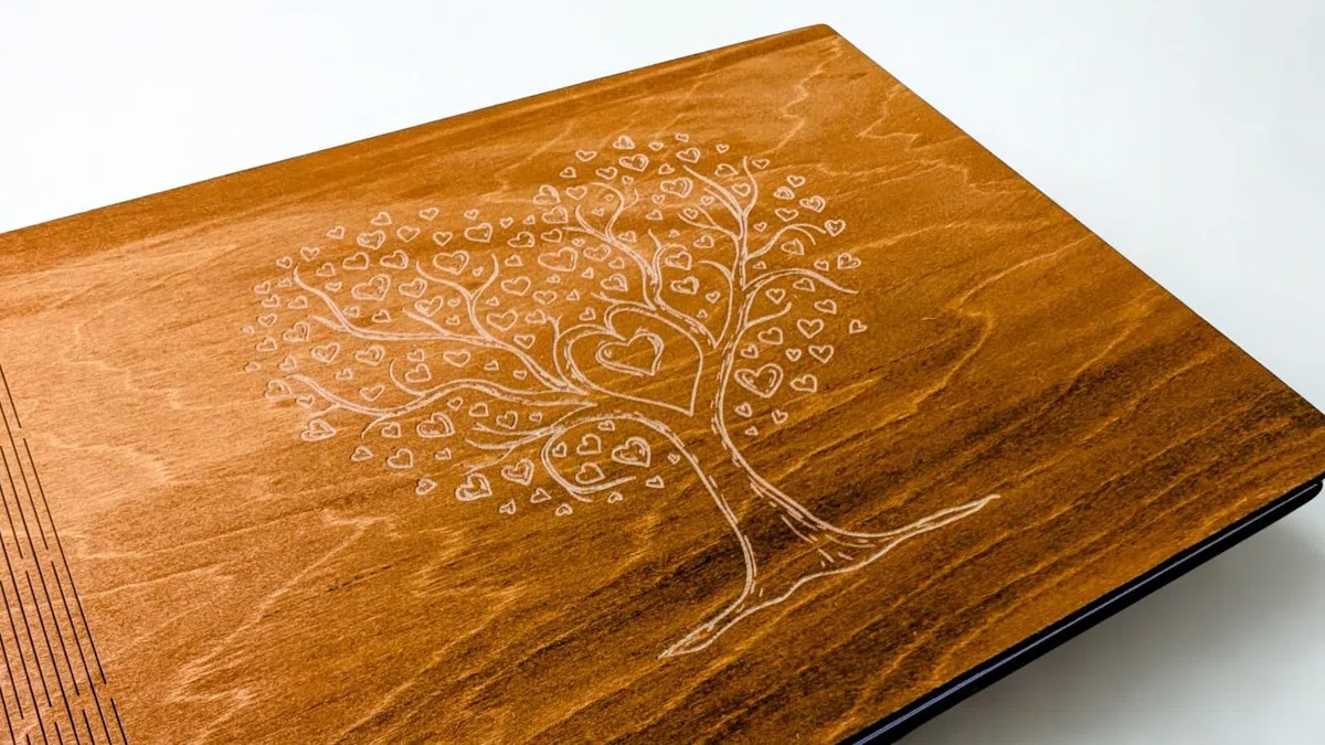 MALONA Libro de Oro de Madera para Boda - Guest Book Árbol de la Vida