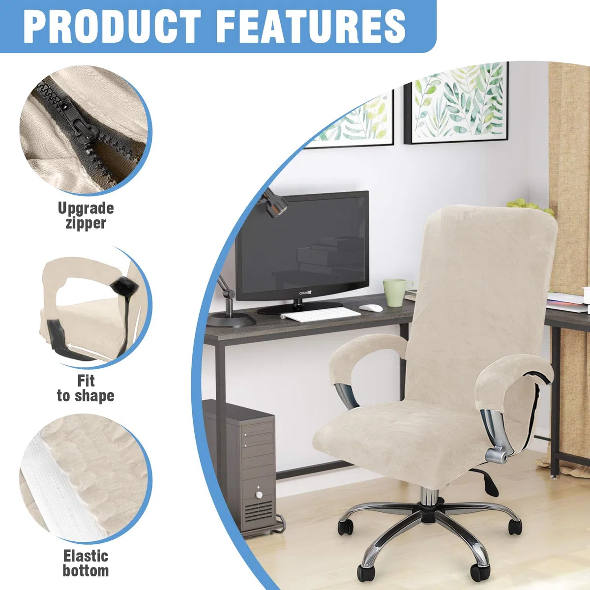 Funda para silla de oficina, funda para silla de oficina con reposabrazos, funda de asiento extraíble para silla de oficina, funda para silla de oficina, silla de ordenador, silla