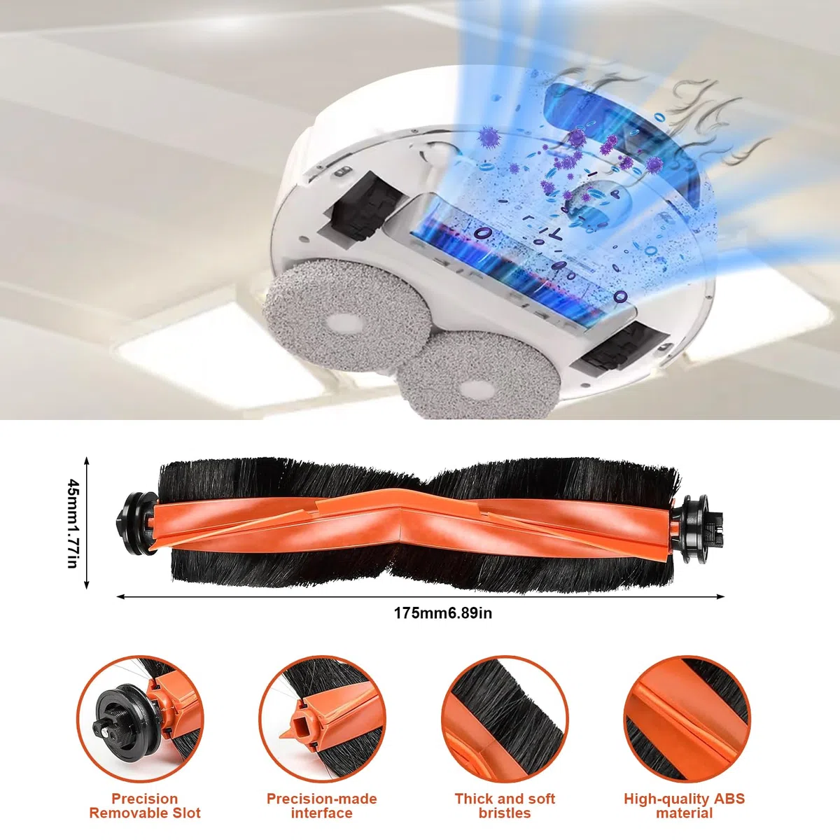 18 piezas de accesorios para aspiradora compatibles con Xiaomi Robot Vacuum X20+/X20 Plus – 1 cepillo principal, 4 bolsas de polvo, 4 cepillos laterales, 4 filtros, 4 paños de limpieza y 1 cepillo de