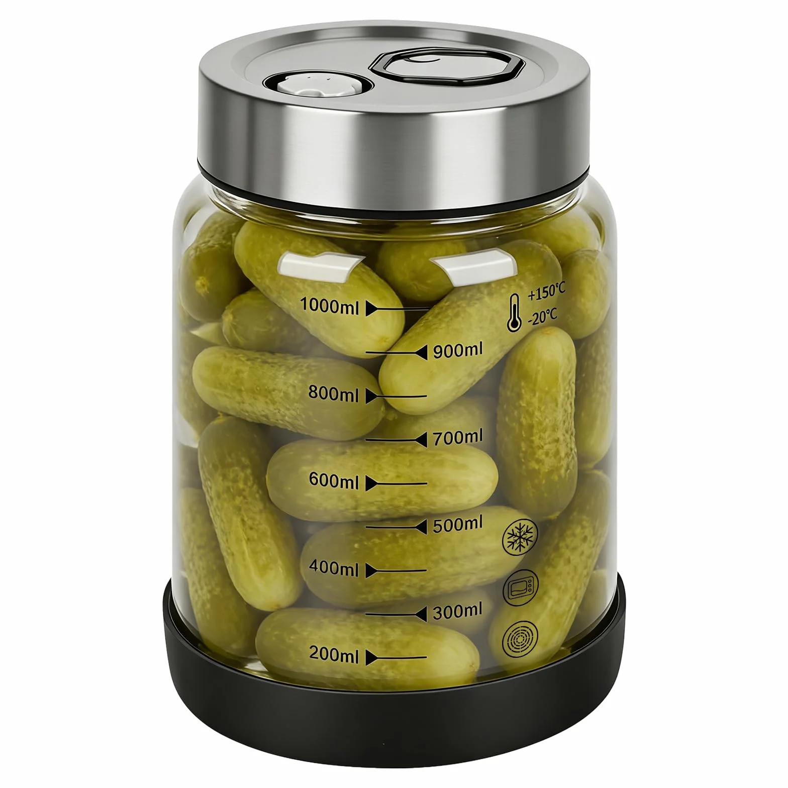 Tarro de fermentación con tapa de 1 L, vaso de fermentación con ventilador de fermentación, recipiente para kimchi, vaso de kéfir, vasos de fermentación, vidrio kimchi, cristal de fermentación