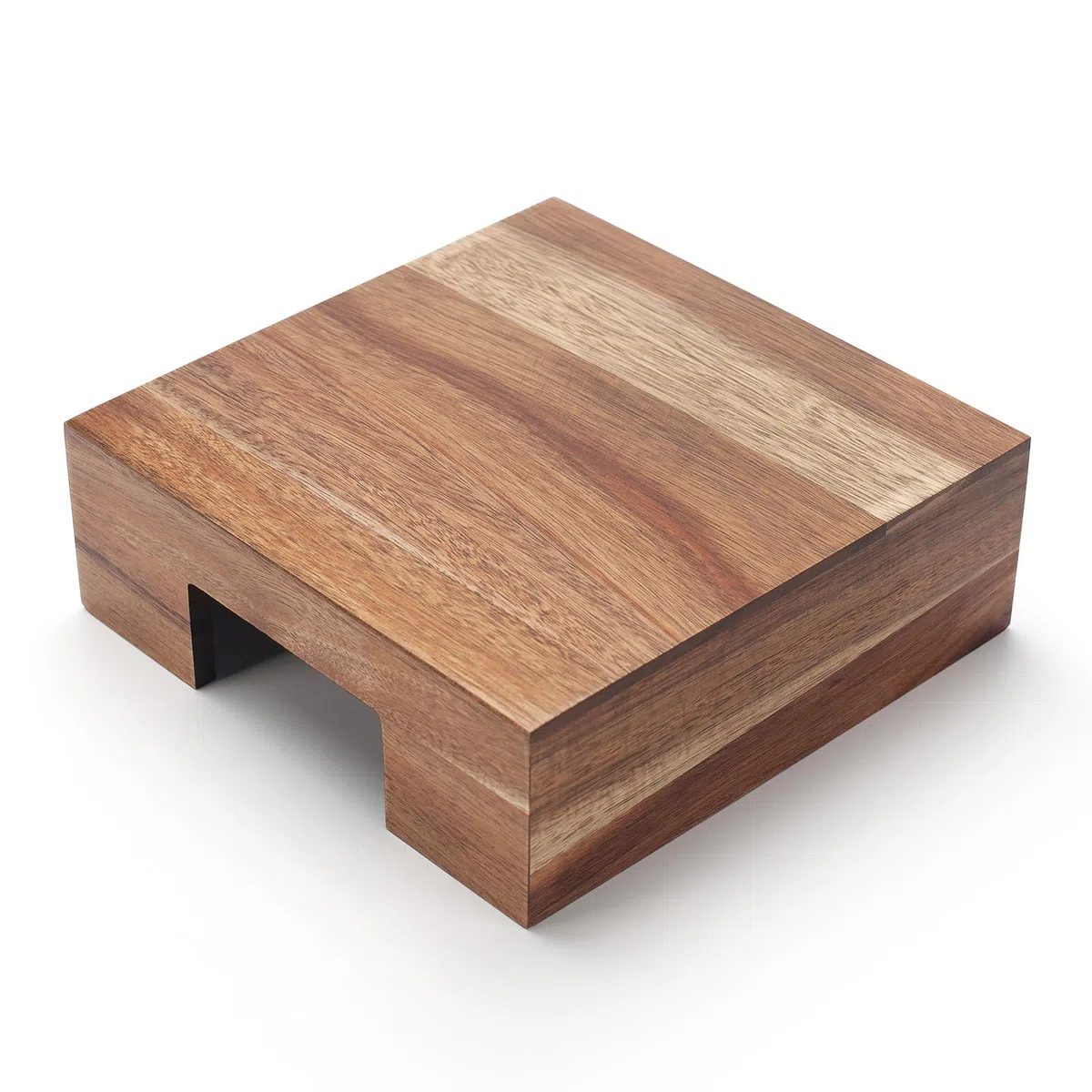 Servilletero de Madera de Acacia Cuadrado, Bandeja de Servilleta de Madera, Soporte de Servilletas para Cocina, Baño (19 x 19 x 6.5 cm)