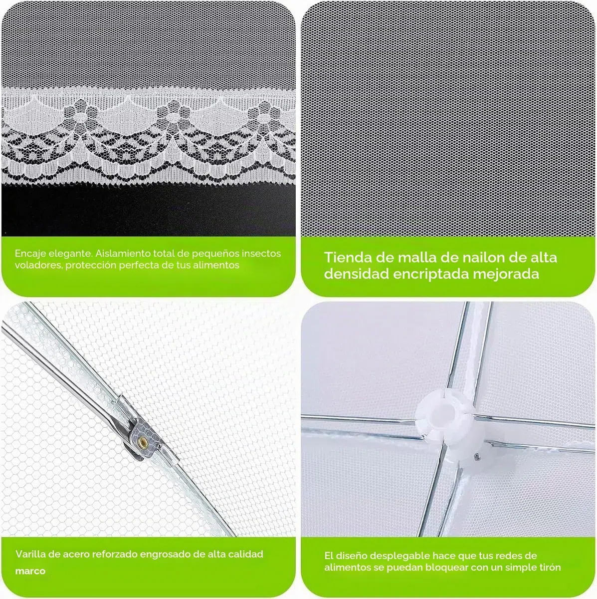 Homealexa 6PCS Campanas Plegables para Comida, Protección contra Moscas, para Comida, Fruta, Picnic, Barbacoa, Blanco, 1 Tamaño XL + 5 Estándar