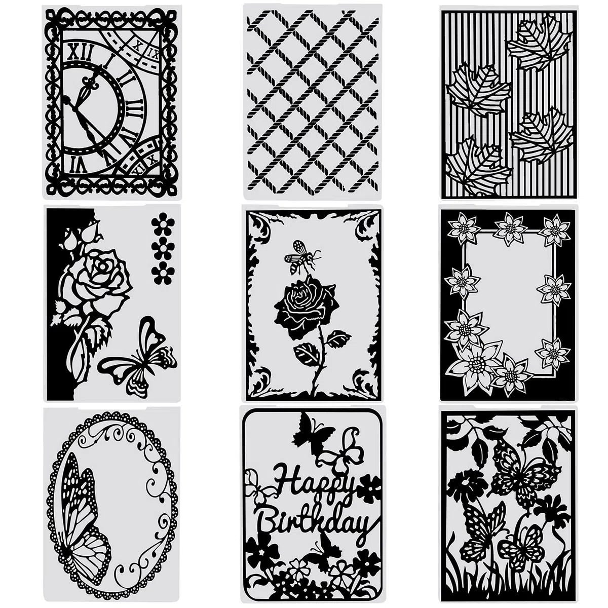 9 Piezas Carpetas de Relieve Plástico,Carpeta de Embossing, para Scrapbooking/Creación de Tarjetas/Álbum de Fotos/Invitaciones/Bricolaje Arte(14.8 x 10.5cm)