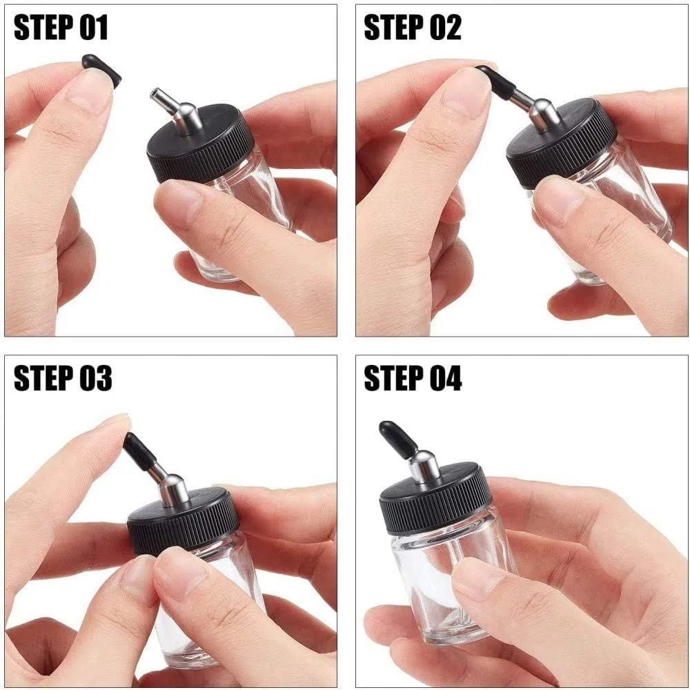 ABEST 10 botellas de cristal con tapa de cristal para aerógrafo Master, Iwata Dual Action Airbrush