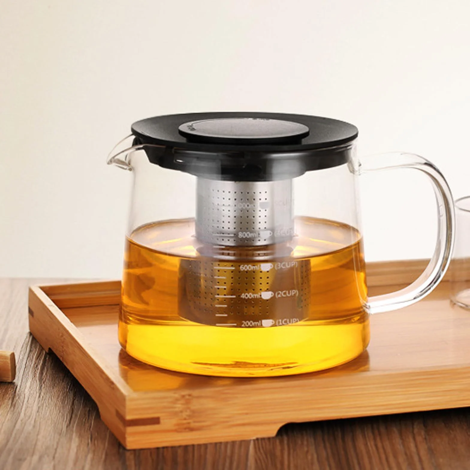 GBKDQQ Tetera de cristal de 1,5 l, tetera con filtro de vidrio de borosilicato, servicio de té, con filtro de cristal, ideal para preparar té suelto