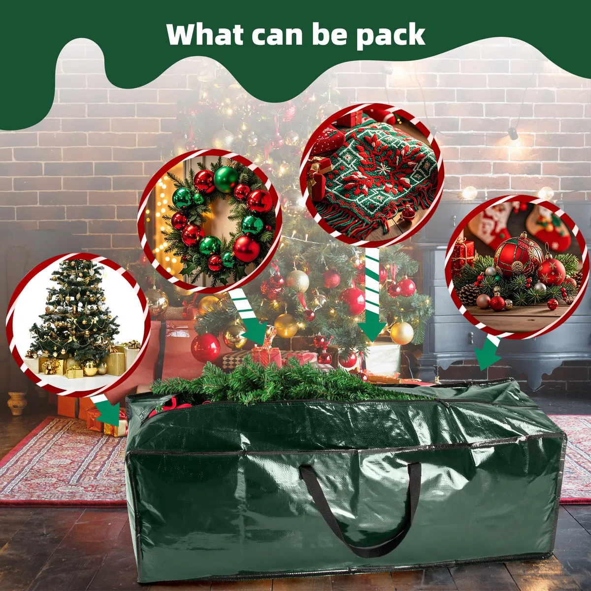 Paquete de 2 Bolsas de Almacenamiento para Árbol de Navidad, Contenedores Extra Grandes para Árboles de Navidad de Hasta 7.5 Pies, Reforzados, Impermeables, con Cremallera y Asas