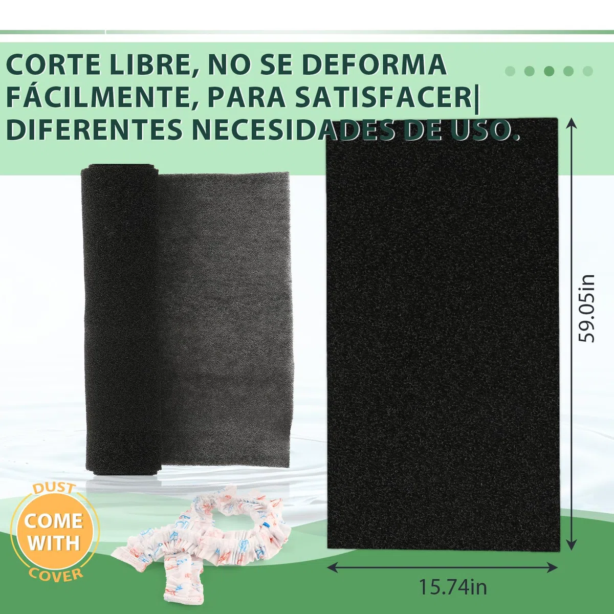 1.5m*40cm*6mm Filtros de Aire Acondicionado Filtro de Aire de Carbón Activado Filtrina Aire Acondicionado Filtro Aire Acondicionado con Funda para Aire Acondicionado XXX