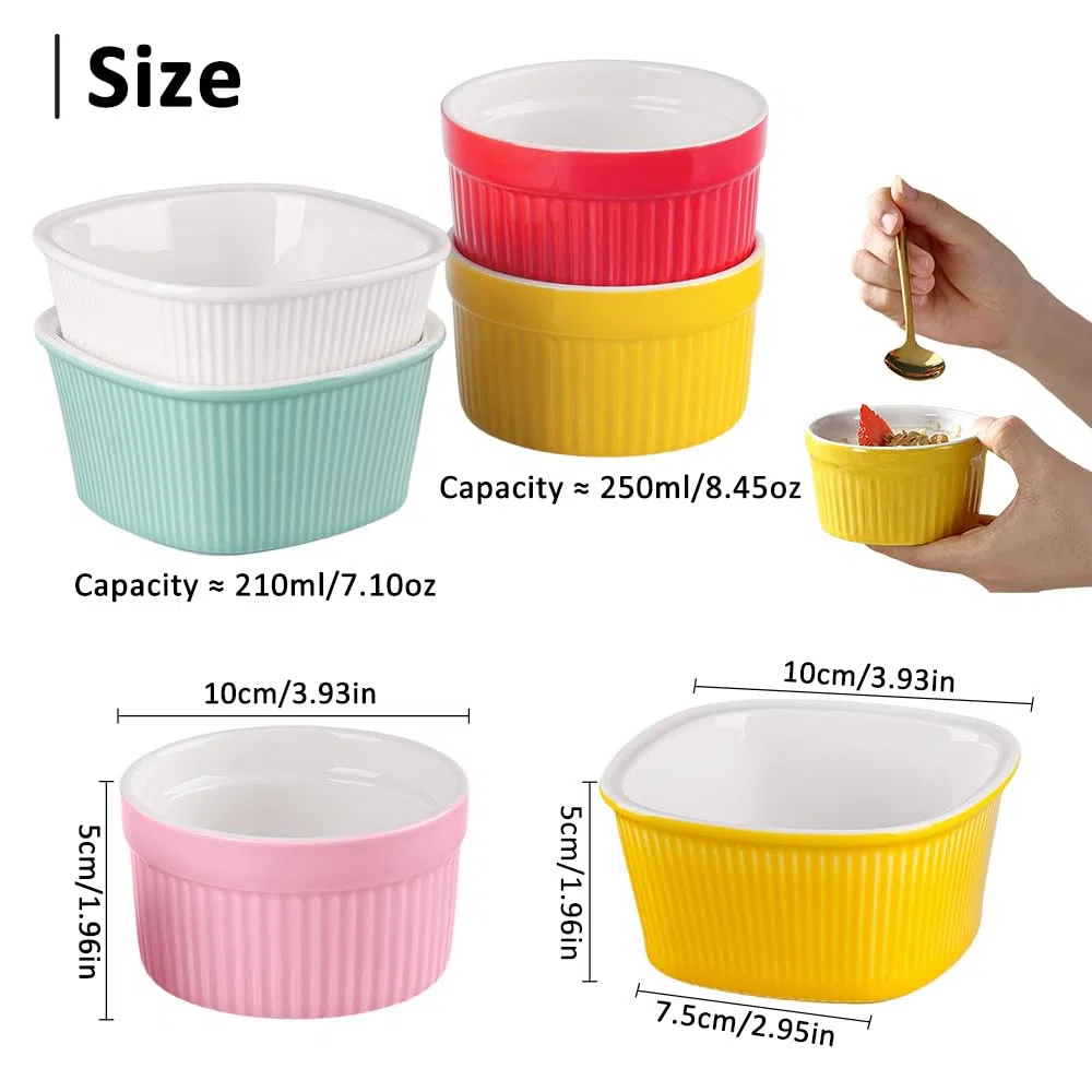 Moldes de cerámica pequeños para souffle para crema brulee, magdalenas, pasteles, soufflés