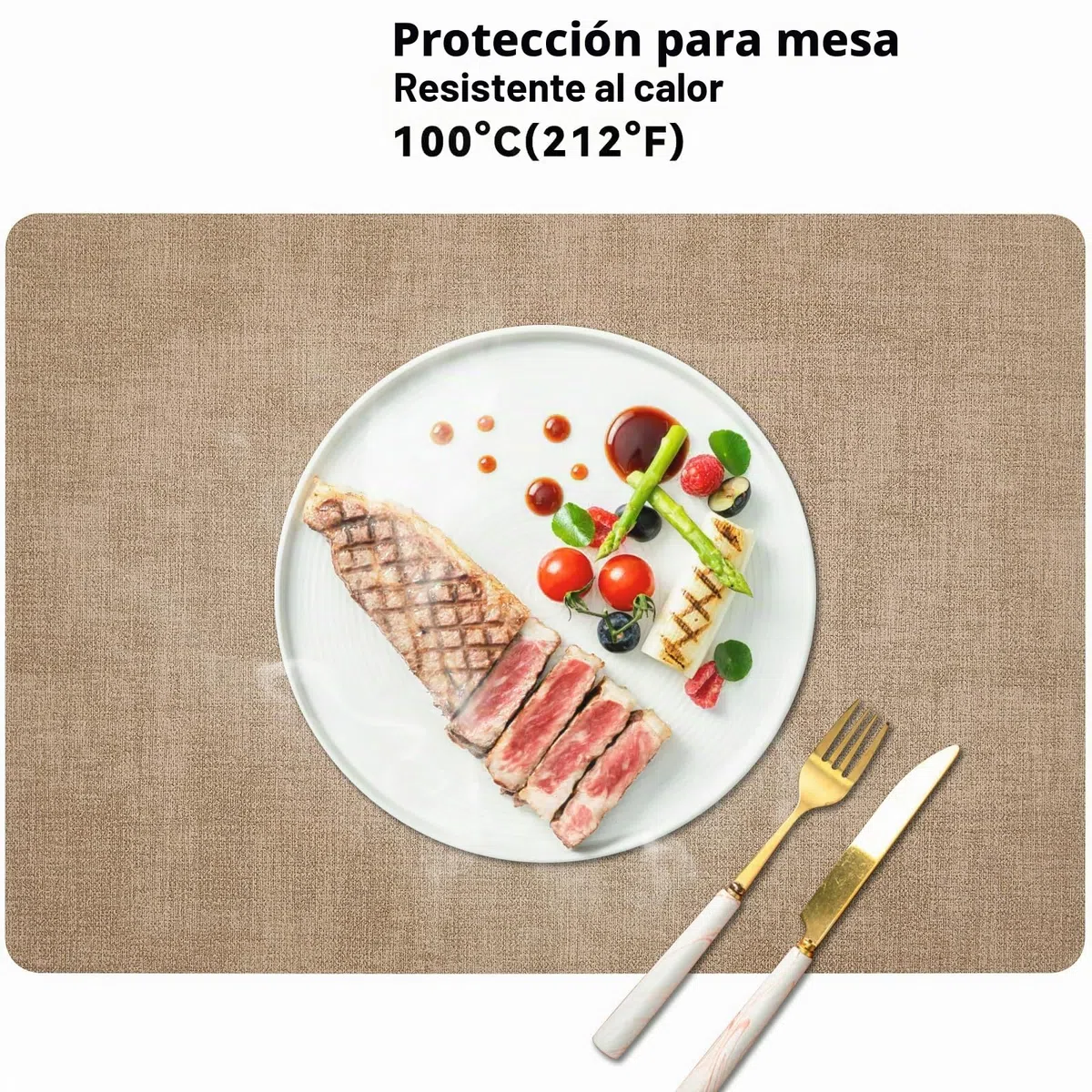 Myir JUN Manteles Individuales Plastico, Salvamanteles Individuales Antimanchas Lavables de Cuero, Antideslizantes Ipermeable Facil de Limpiar Mantel Individual (Juego de 4, Gris/Beige)