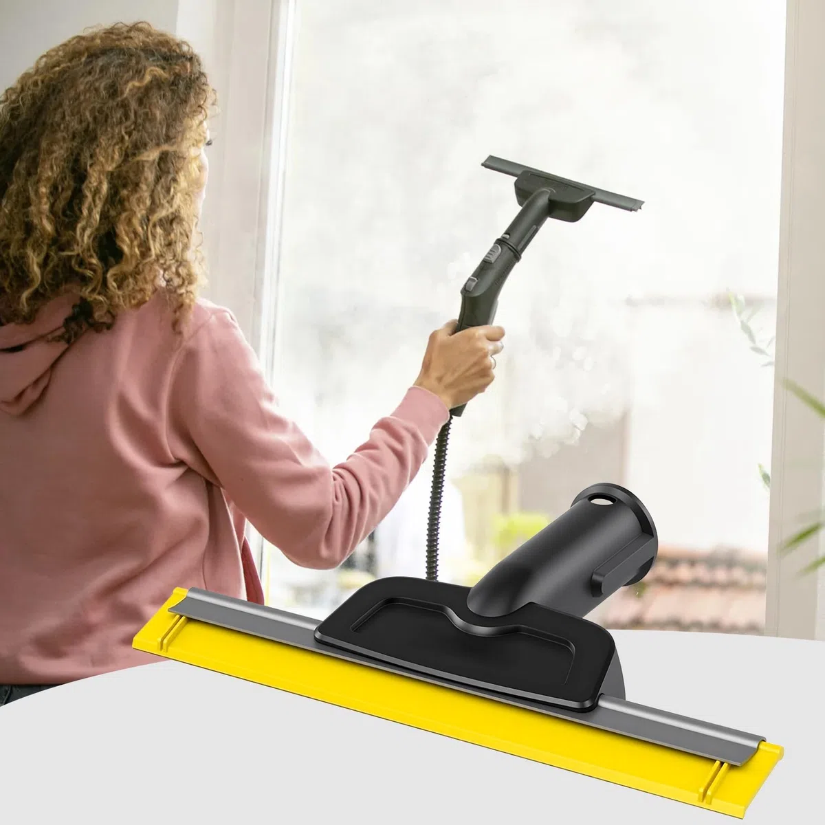Boquilla de ventana para limpiador de vapor Karcher, accesorio de limpieza de vapor para Kärcher SC1 SC2 SC3 SC4 SC5 SC7, limpiacristales sin rayas de espejo cristal azulejos ventanas (amarillo)