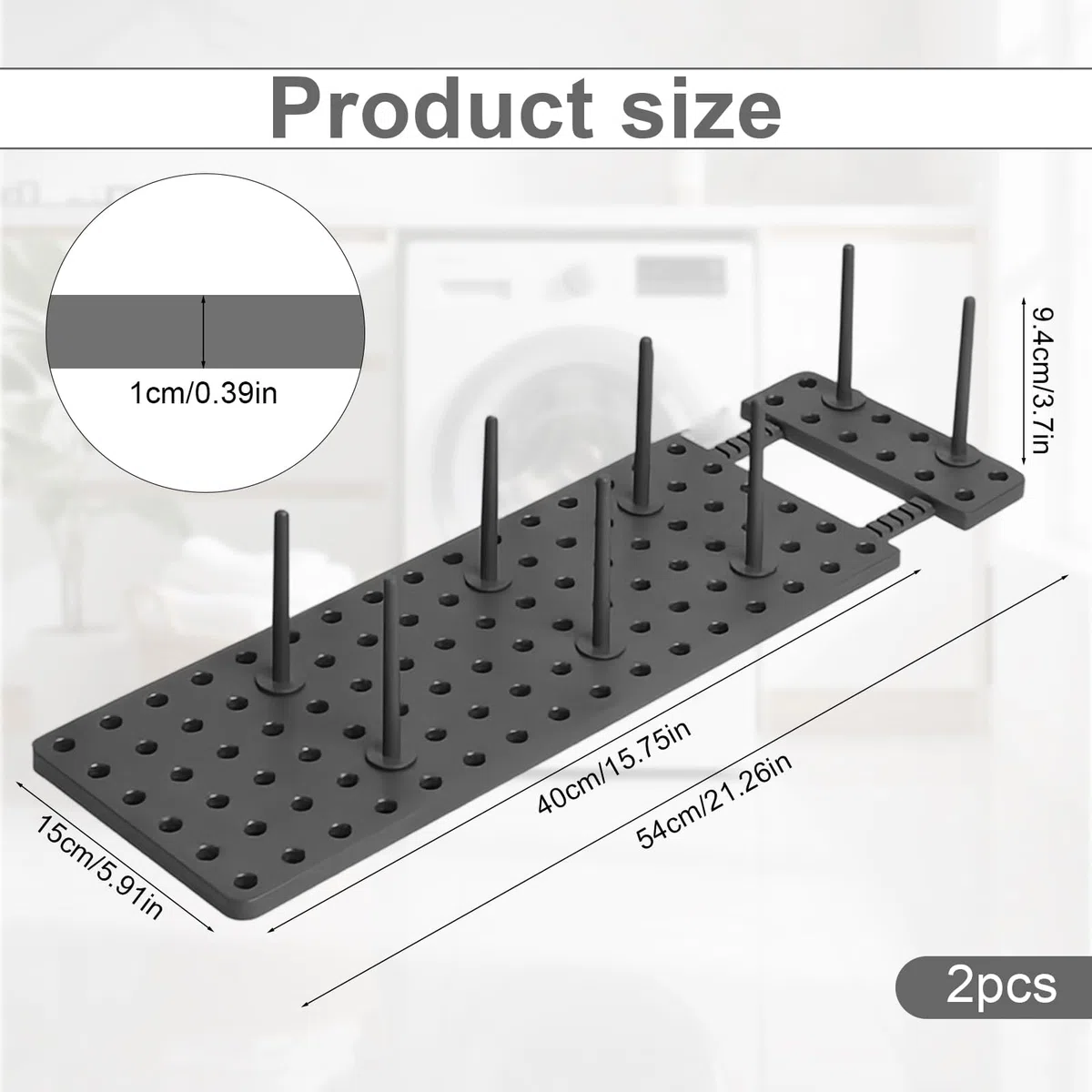 PARFCO 2 Piezas Organizador Sartenes y Ollas Cajón, Organizador Tapas Ollas Ajustable 40–54 cm con 24 Pilar, Soporte Tapas Ollas Gris para Platos y Sartenes