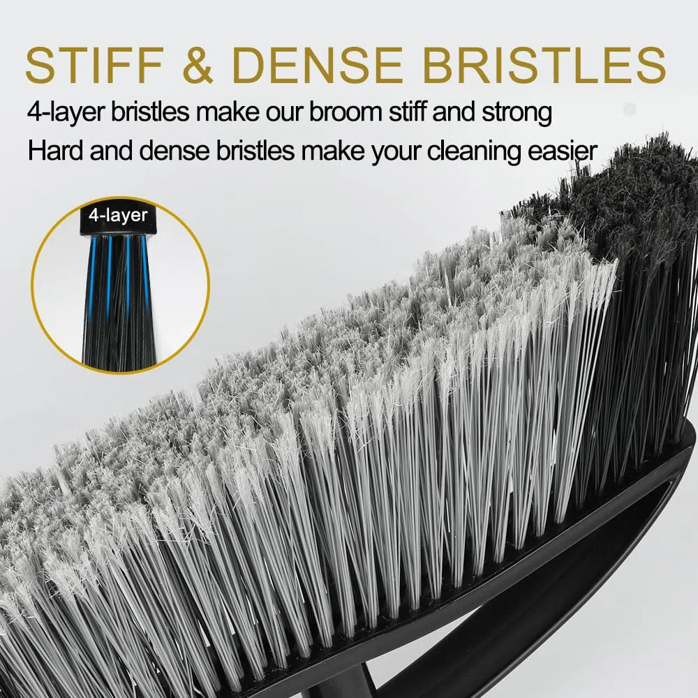 Gloffer Escoba para exteriores, 15.7 pulgadas de ancho, resistente, con mango largo, escoba angular con cerdas rígidas, barrido comercial para patio, jardín, garaje, patio (negro), OTDB-123