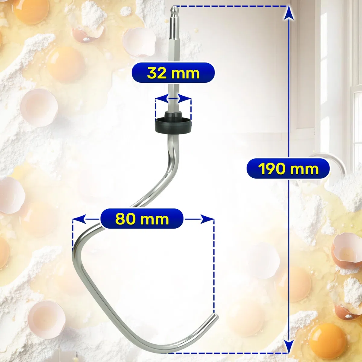 MONTERAL Gancho Amasador Robot de Cocina 190x80x32 mm con Código Original 659890 00659890 para Bosch para Balay para Siemens para Constructa para Neff - Garantía de 10 Años