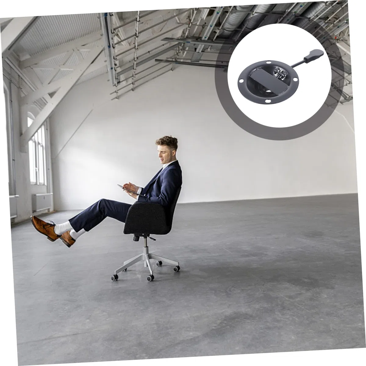 Placa Base Giratoria de Hierro para Silla de Oficina Capacidad de Carga Ajustable y Elevación, Accesorio Resistente para Reemplazo de Base Giratoria Negra