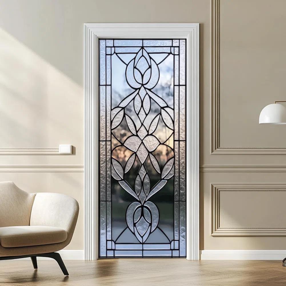 arricraft 2 piezas de vinilo adhesivo para puertas, 80 cm x 200 cm adhesivo de puerta de vidrio pintado 3D con flores, papel pintado de PVC removible, decoración para dormitorios y salas de estar