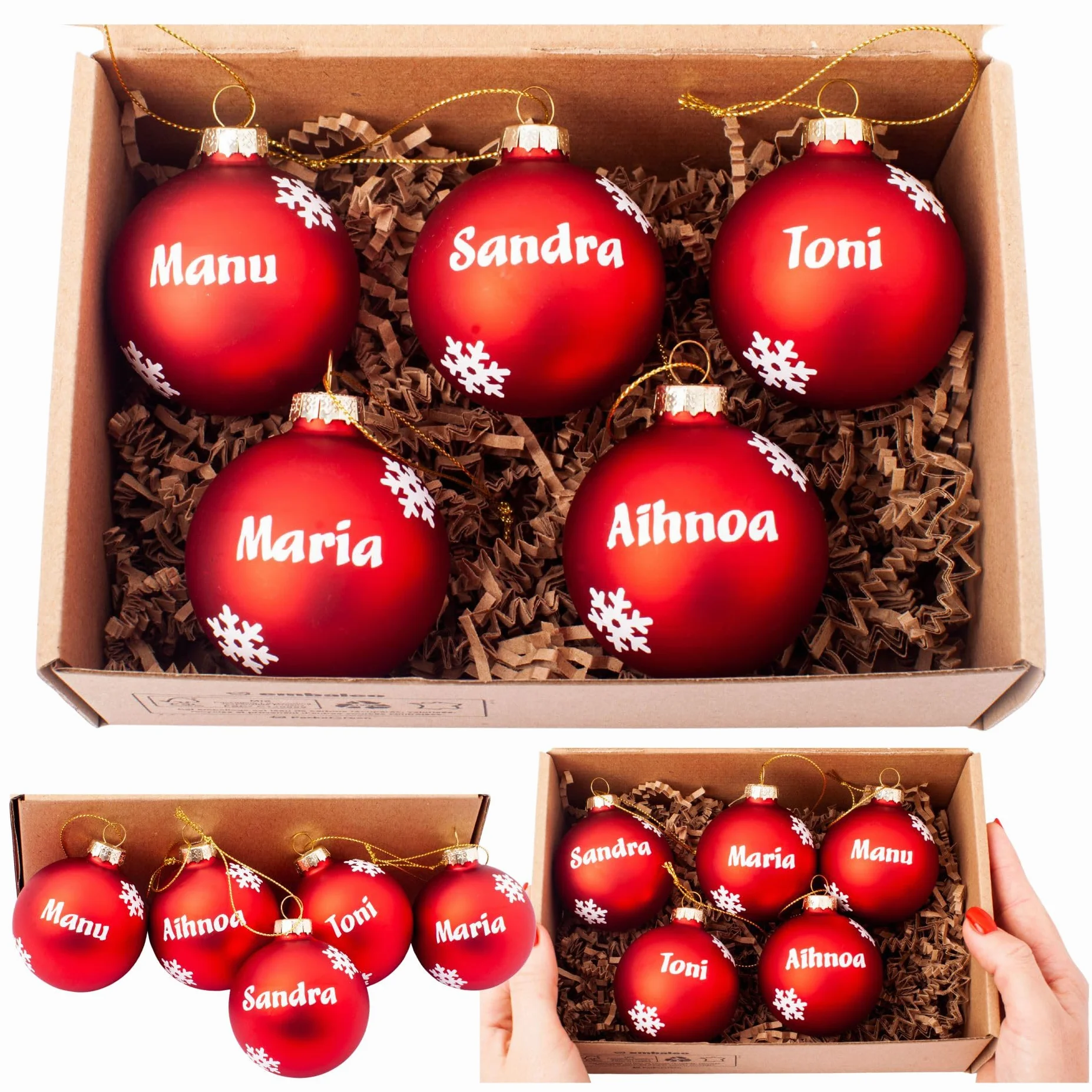 Olesea Bolas de Navidad Personalizadas Glossy– Adornos para Árbol | Decoración Navideña Elegante | con Nombre | Natal Decoração – Natal | Navidad Empresas