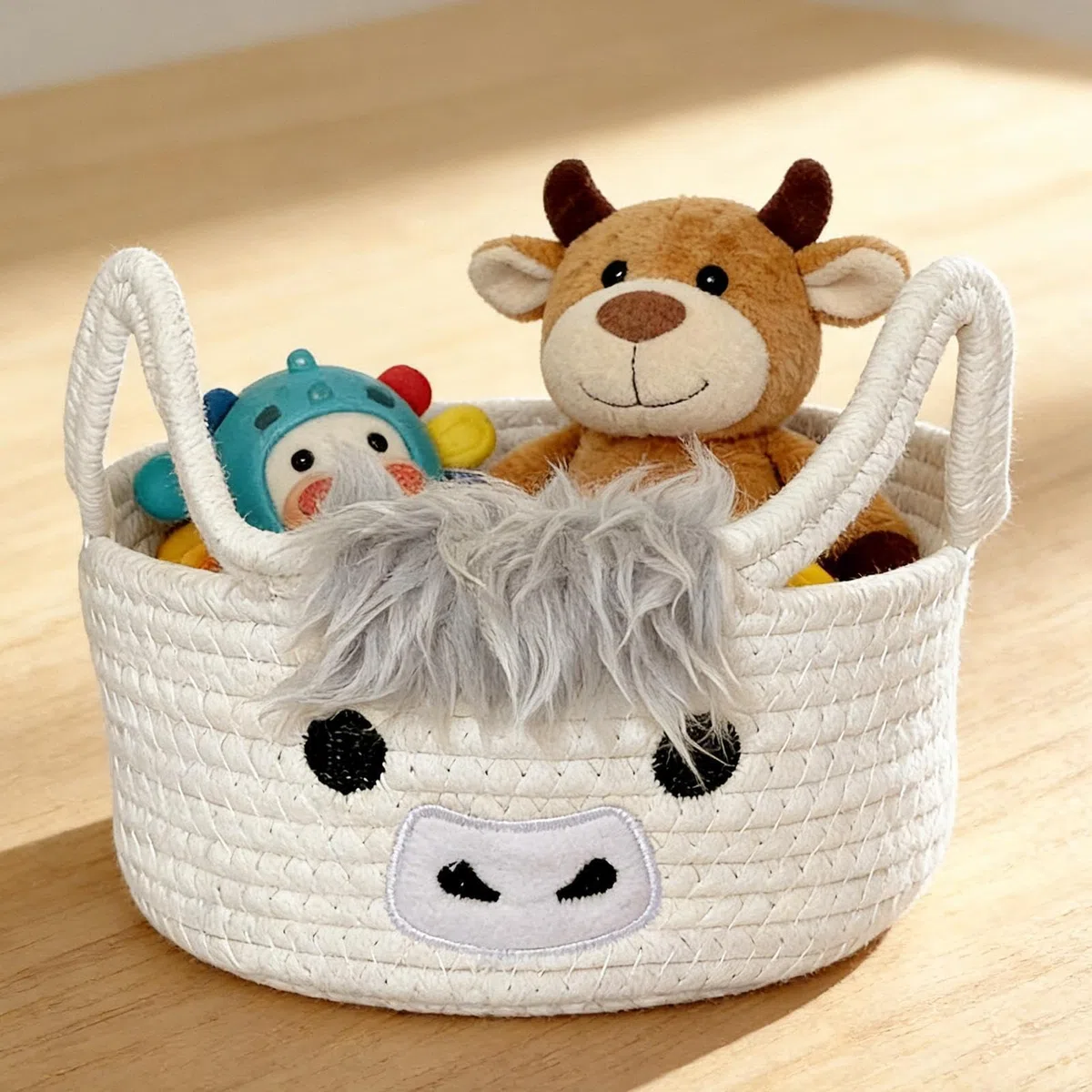 Cestas de Almacenaje Tejidas | Organizador de Cuerda de Algodón con Diseño de Animal - Cesta Decorativa para Almacenaje,para Hogar, Dormitorio, Baño, Apartamento, Cuarto Infantil, Juguetes, Mantas, Li