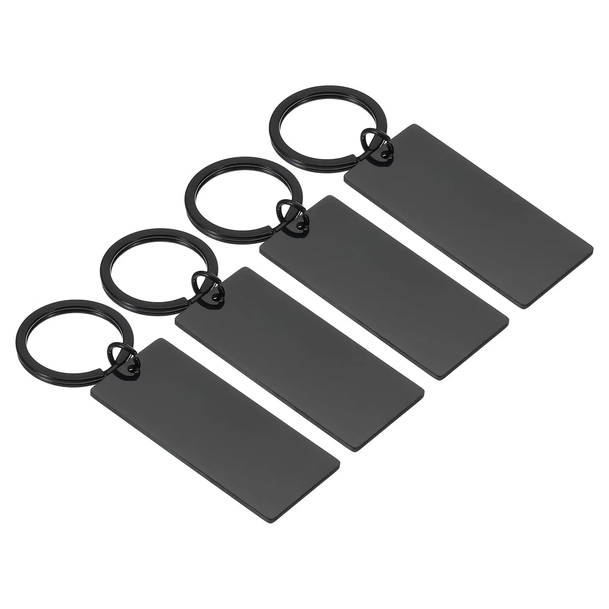 PATIKIL 4 Pcs de Placas de Estampado de Metal, Placas de Estampado de Rectángulo para Llaveros en Acero Inoxidable para Grabado Laser, Negro