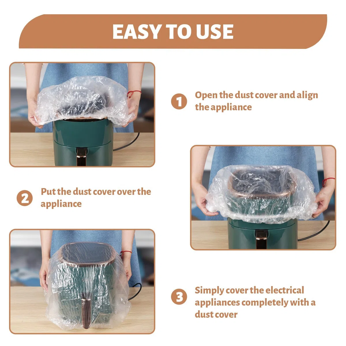 30 fundas antipolvo desechables gruesas transparentes para electrodomésticos de cocina, fundas antipolvo para muebles con elástico para electrodomésticos pequeños (90 x 145 cm, transparente)