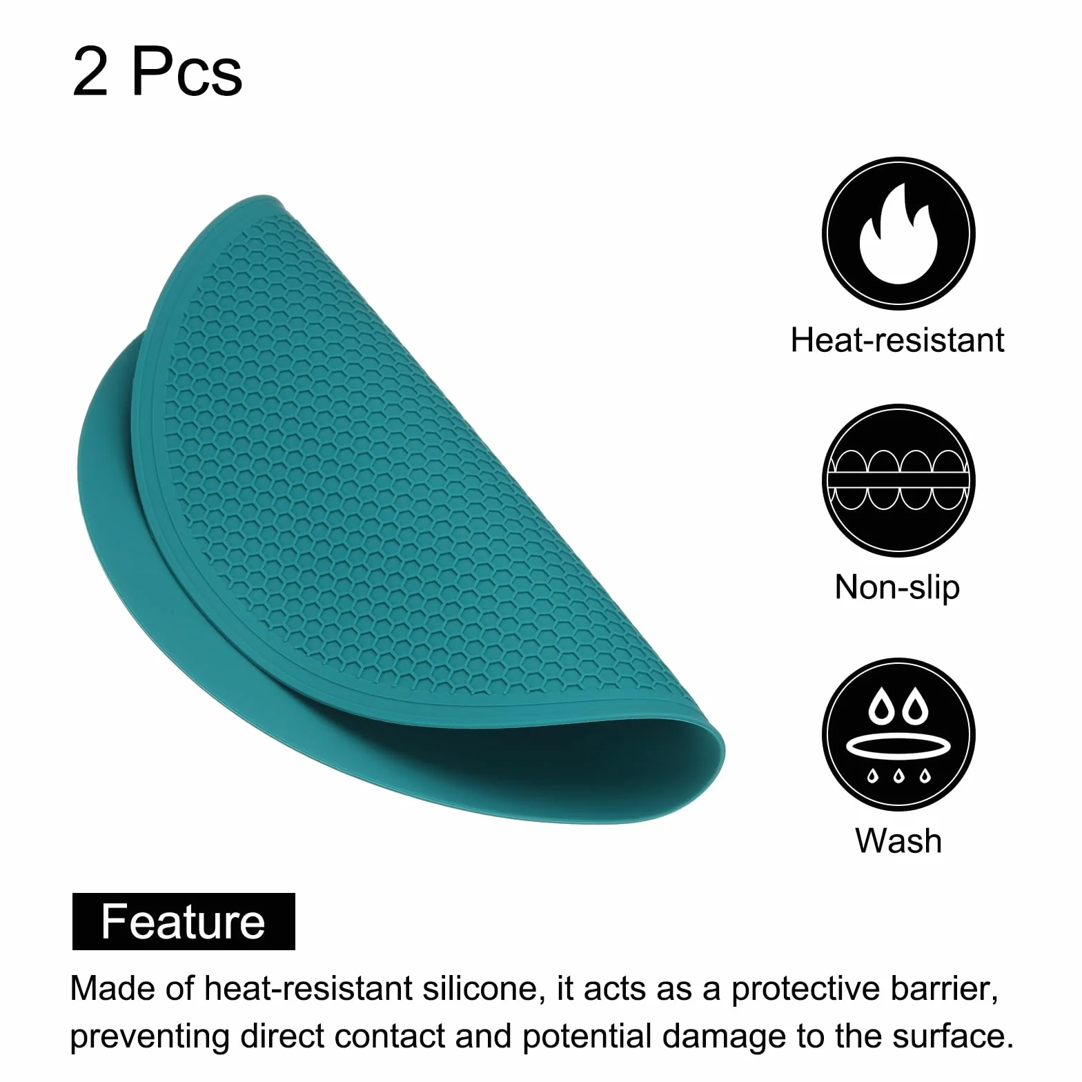 QUARKZMAN 2 Piezas De Salvamanteles De Silicona De 25 Cm De Diámetro Redondos Y Antideslizantes para Ollas Y Sartenes Calientes, Protectores De Calor De Cocina, Color Cian