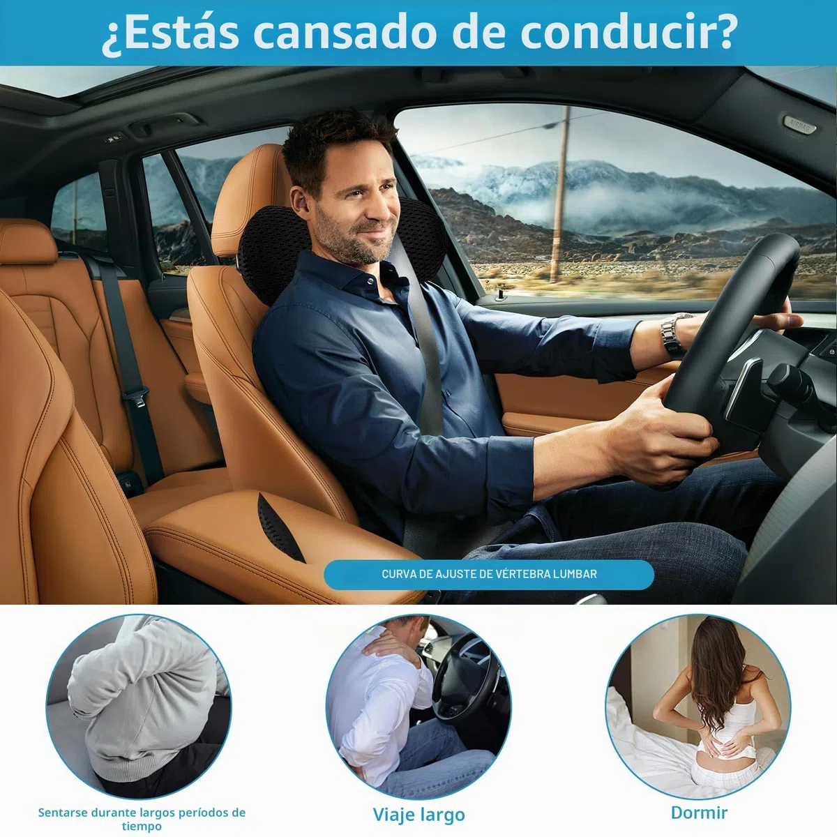 Cojin Lumbar, Cojin Lumbar Coche, Cojín Lumbar ergonómico de Espuma viscoelástica, Almohada Lumbar Ergonómico para Casa Dormir, para Coche,Silla Oficina,Sofa (Negro)
